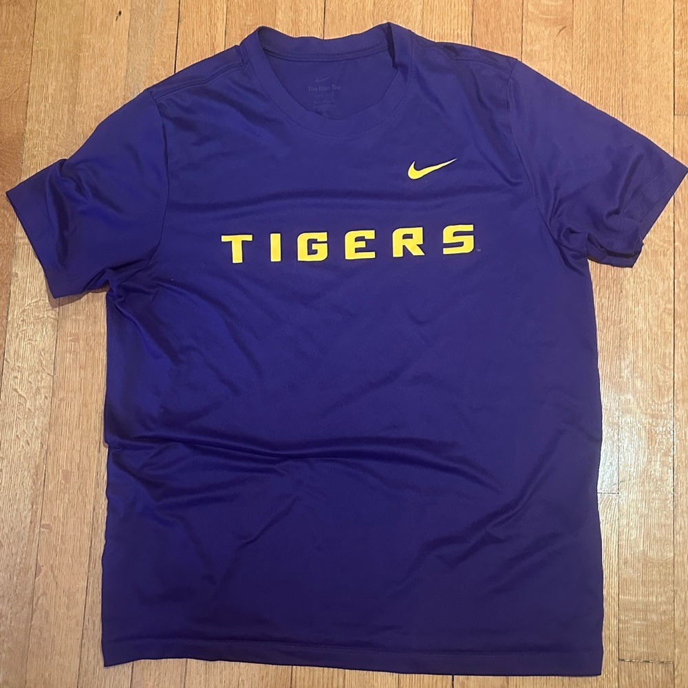 Nike dri fit LSU Tigers Purple and Yellow Men's Short Sleeve Tee